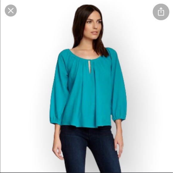 Joie Tops Nwt Joie Khan Peasant Blouse In Peacock Teal Poshmark